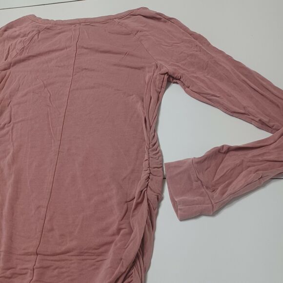 Isabel Womens Maternity S Sweater Pink Modal Spandex Long Sleeve Lace Notch Neck - Picture 5 of 12